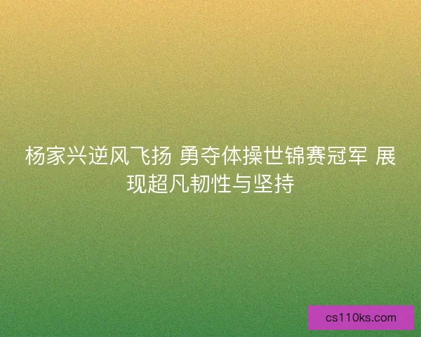 杨家兴逆风飞扬 勇夺体操世锦赛冠军 展现超凡韧性与坚持