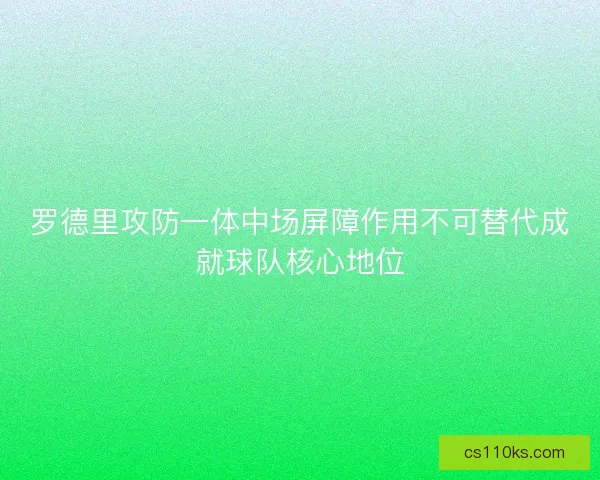 罗德里攻防一体中场屏障作用不可替代成就球队核心地位